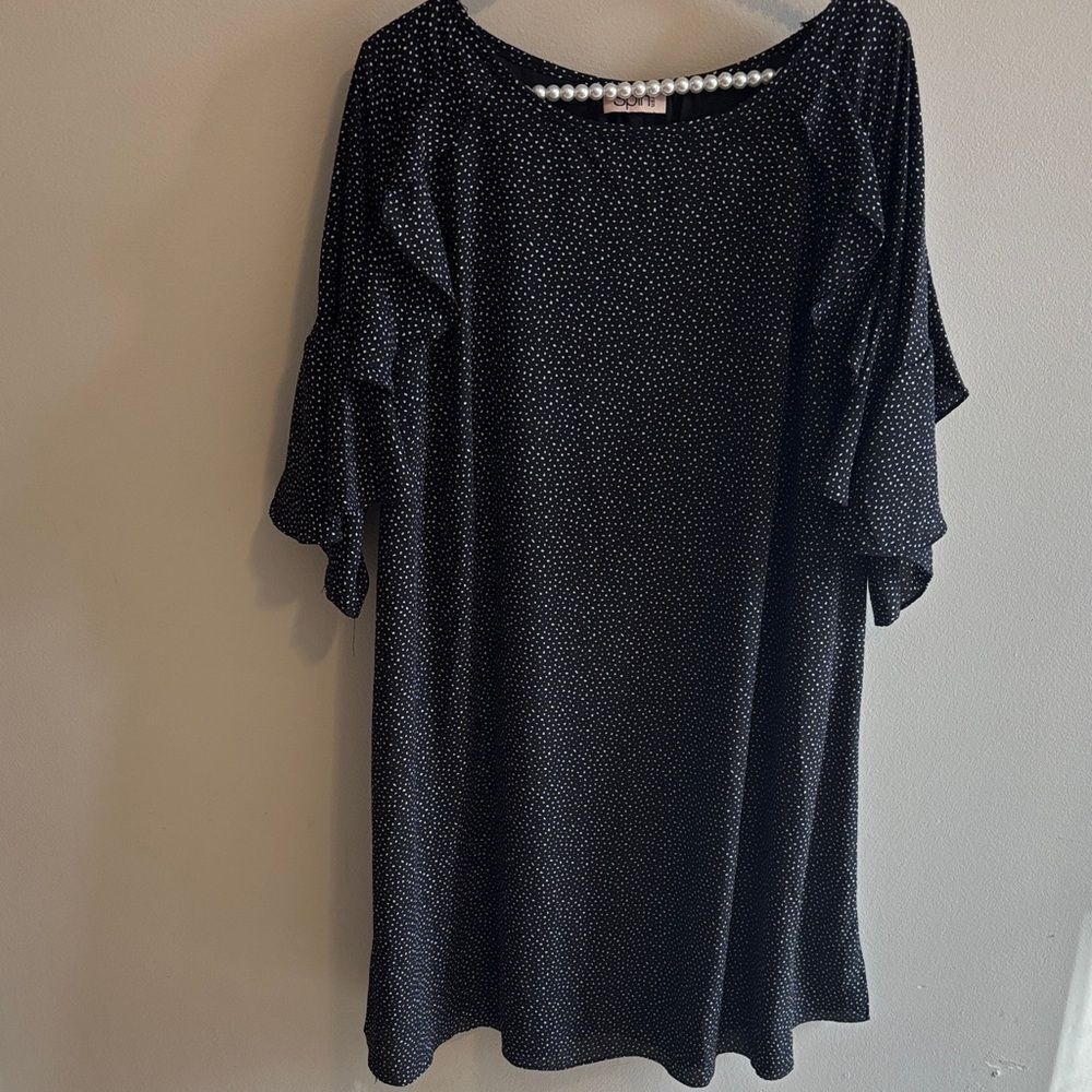 Spin USA Black Polka Dot Ruffle Sleeve Dress Size 2XL